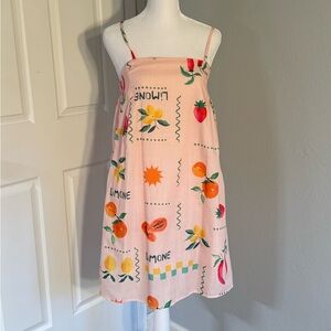 Petal & Pup Peach Fruit Print Spaghetti Strap Sundress